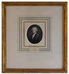 Thomas Jefferson Signature -- Beautifully Framed With an Engraving of Jefferson
